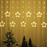Cortina Luces Navideñas Estrellas Figuras Navidad 3mts Transparente