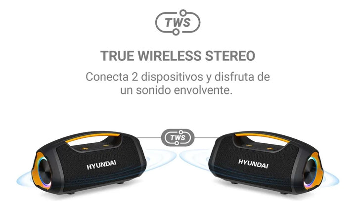 Parlante Hyundai Portátil Bluetooth/fm 120/watts Impermeable Negro