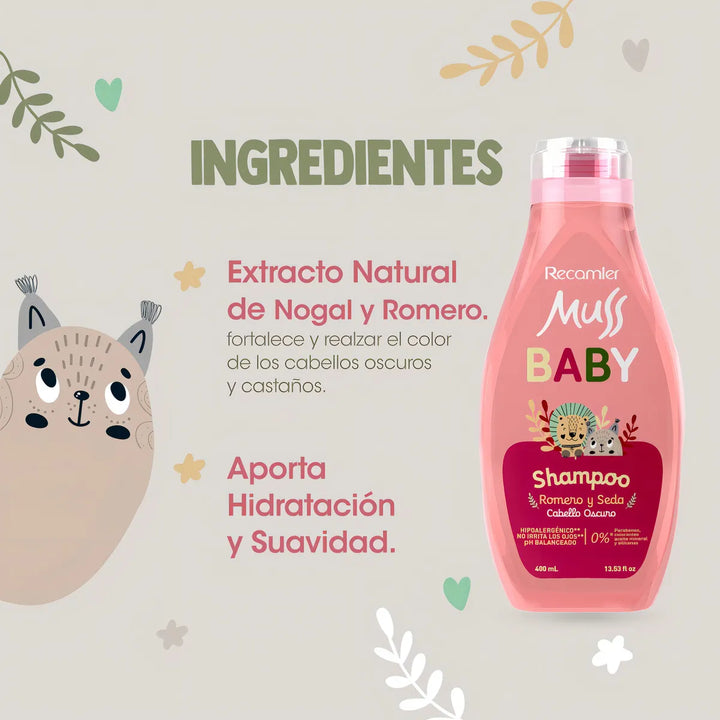 Champú Para Bebés Muss Baby Romero Cabello Oscuro 400ml
