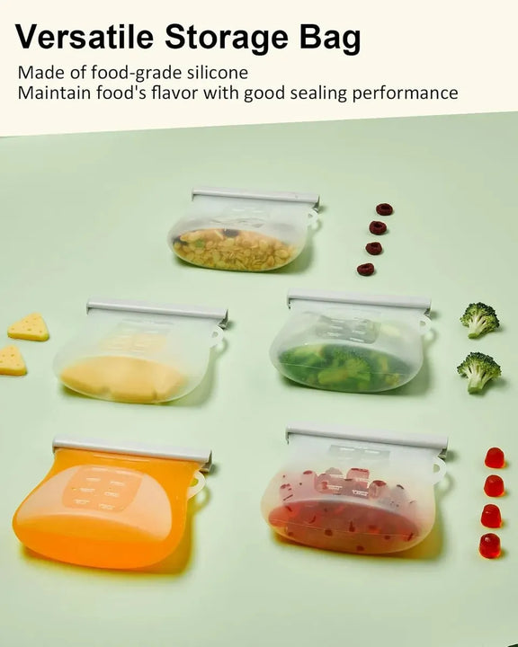 5 Bolsas De Silicona Grado Alimenticio Para Leche Materna