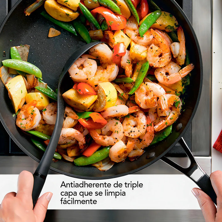 Sartén 31cm anodizado duro, antiadherente, Negro Onyx KitchenAid.