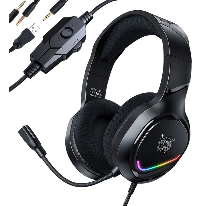 Auriculares profesionales para jugadores Onikuma X31 Rgb negros