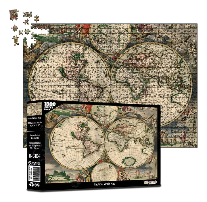 Rompecabezas Ingenio Destreza Mental 1000 Piezas Mapamundi Antiguo