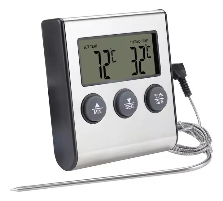 Termómetro Digital Horno Cocina Bbq Sonda Acero Iman Base