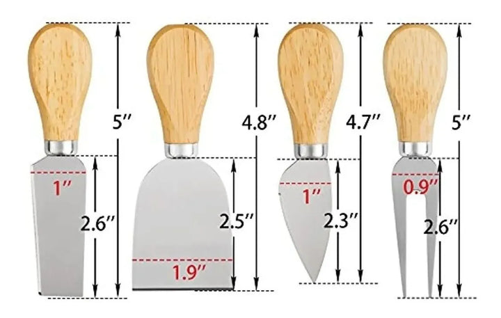 Set 4 Cuchillos De Quesos Mini Cuchillo Acero Inoxidable L54