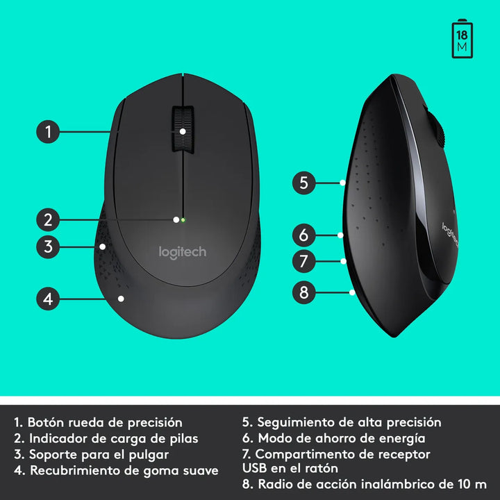 Kit de teclado y mouse inalámbrico Logitech MK345 Español color negro