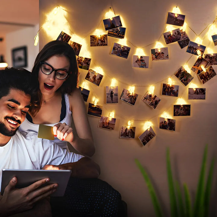 Guirnalda de luces LED para fotos, 20 clips de fotos en color de The A Lights