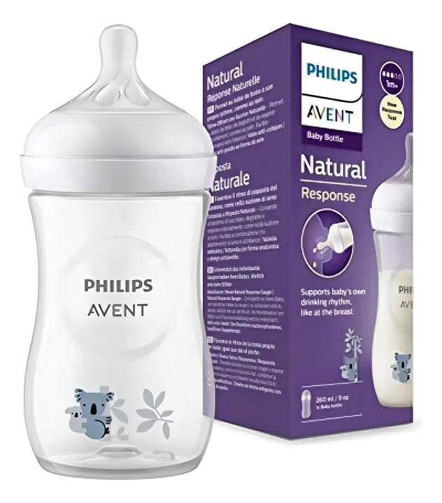 Biberon Avent Natural 3.0 Response 9oz/260ml Deco Koala Color Traslúcido