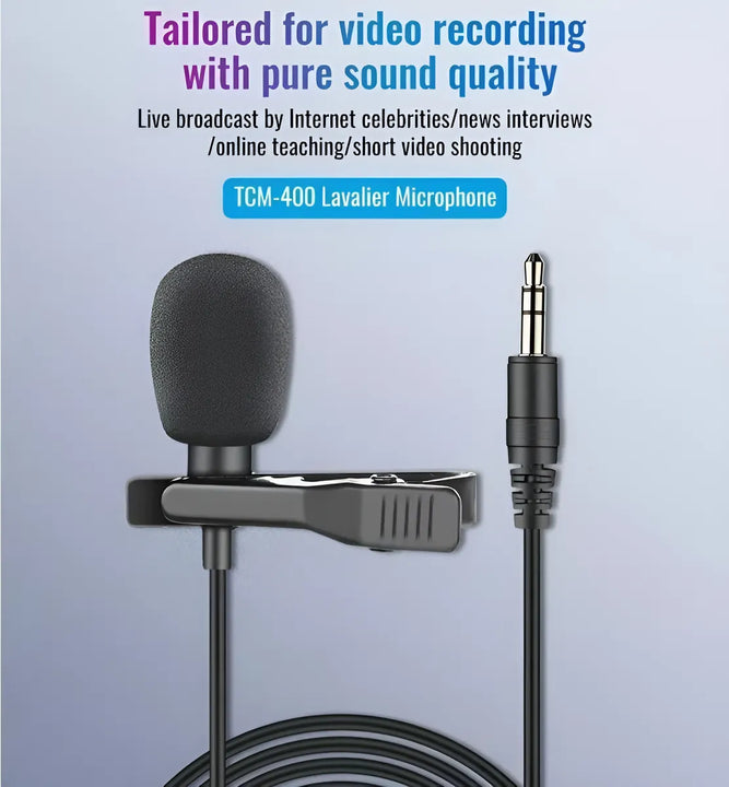 Micrófono De Solapa Para Pc Y Amplificador Entrada 3.5 Mm Ts Color Negro