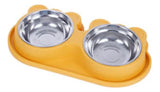 Tazon Doble Plato Para Perro Antiderrapante Acero Inoxidable Amarillo
