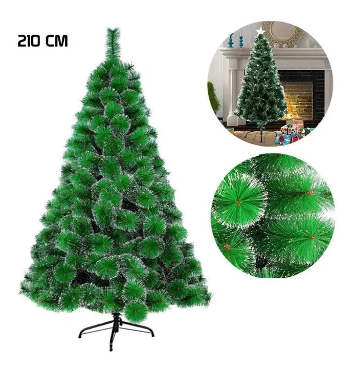 Arbolito De Navidad 600 Ramas 210cm Base Metálica Pino Verde