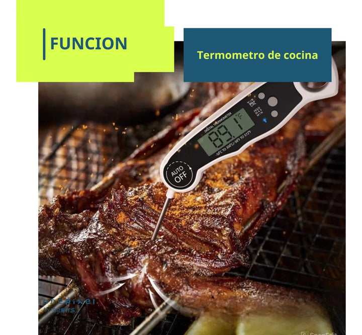 Termometro Cocina Para Carne Digital Horno Punzon Asador Rojo