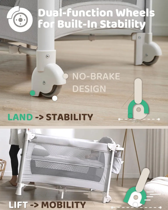 Cuna De Bebé 5 En 1 Con Cambiador Y Accesorios