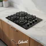 Estufa De Empotrar Vidrio Templado Gas Natural Color Negro