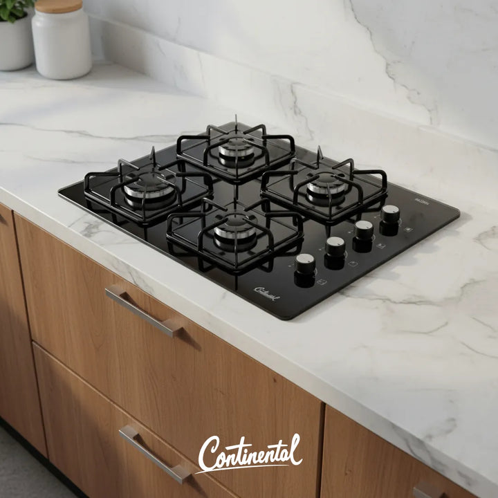 Estufa De Empotrar Vidrio Templado Gas Natural Color Negro