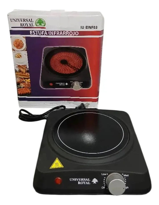 Estufa Eléctrica Infrarrojo Universal Royal 1 Quemador Negro