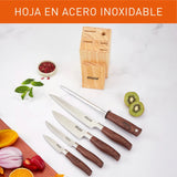 Bloque Cuchillos Imusa Talent Madera 4 Cuchillos + Afilador Color Marrón