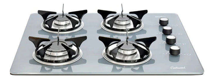 Estufa De Empotrar Vidrio Templado 62x52cm Gas Natural 6583 Color Gris