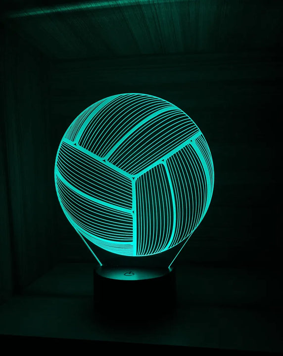 Lámpara De Noche Led 3d Balon Voleibol Regalo Holograma - Negro