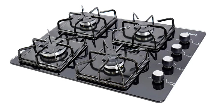 Estufa Empotrable Vidrio Templado 60x45cm Gas Natural 6323 Color Negro