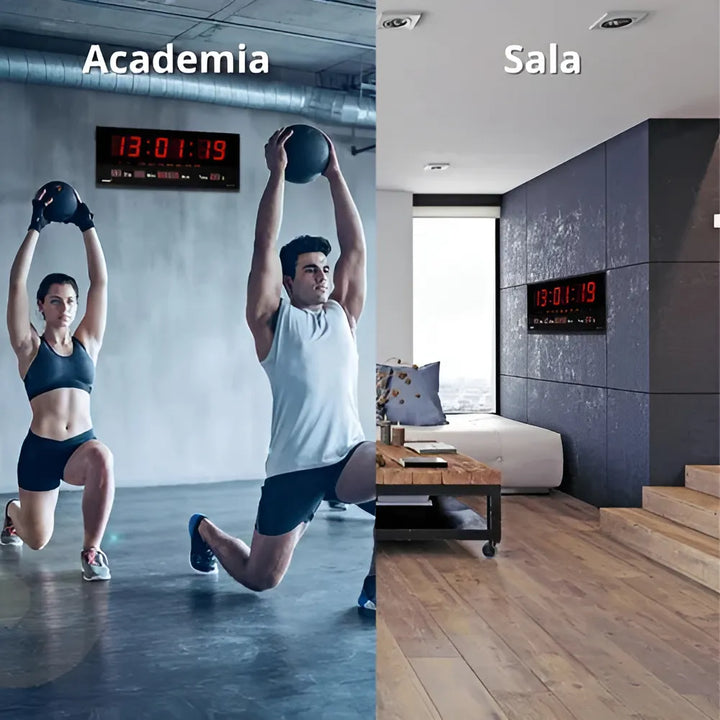 Reloj de pared LED digital grande con temperatura de día, mes y año