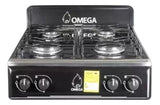 Estufa De Piso Omega 4 Quemadores Gas Gn Acero Inoxidable Negro