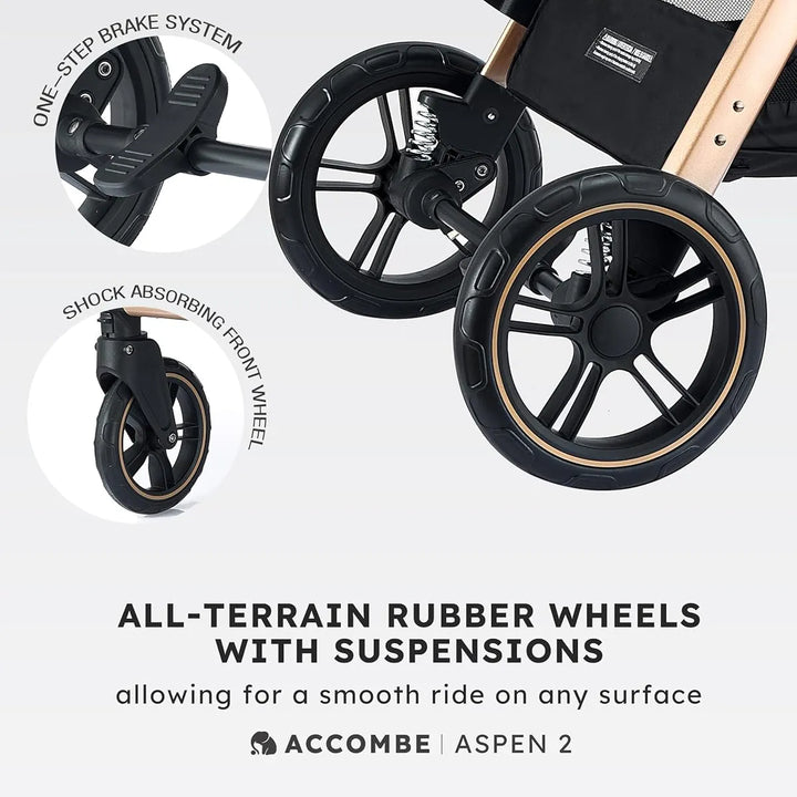 Cochecito 2 En 1 Accombe Convertible Todo Terreno Con Moises Gold