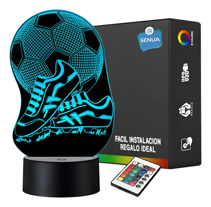 Lámpara Led Guayos Balón Fútbol Holograma Decoración Regalo - Negra