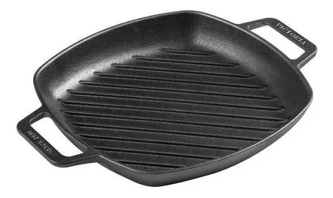 Sarten 10*10 D/asa De Hierro Fundido Esmaltado Victoria Color Negro