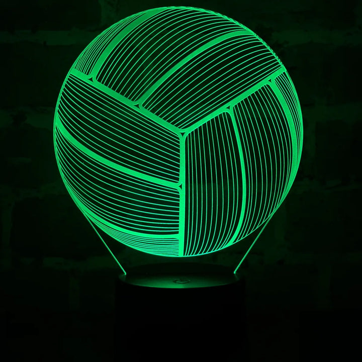 Lámpara De Noche Led 3d Balon Voleibol Regalo Holograma - Negro