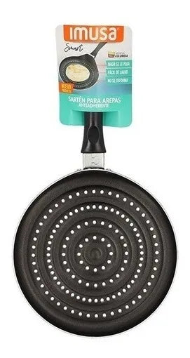 Sarten Parrilla Arepas Imusa Smart 21 Cms Acanalada Negro