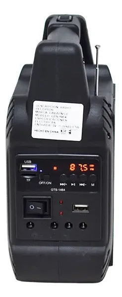 Bocina Bluetooth Portable 2.5 Panel Solar Lámpara Power Bank Negro