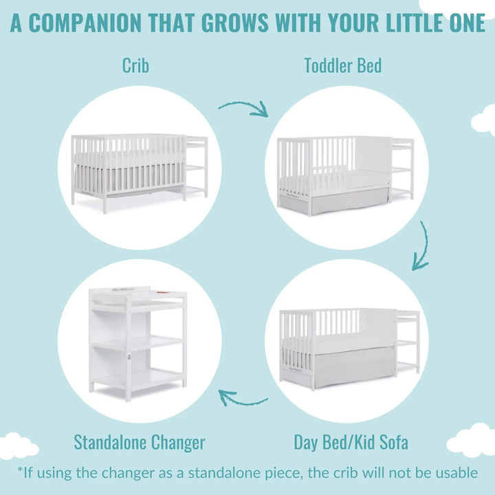 Cuna Convertible Y Cambiador Blanco Desmontable Jpma 1 Pulga