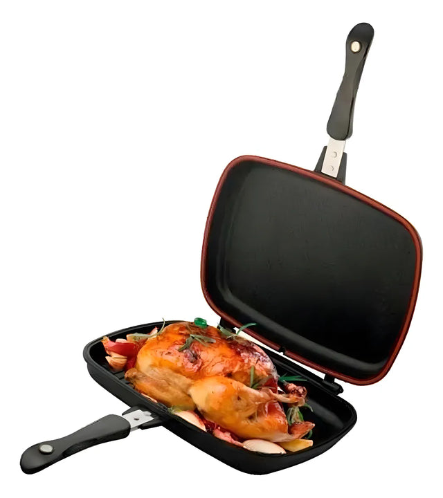 Sartén Doble Parrilla Dessini Italiana Antiadherente 36 Cm Color Negro