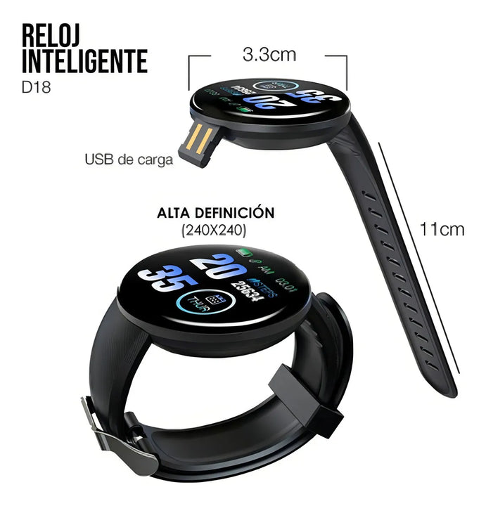 Smartwatch Reloj Inteligente D18 Heart Rate Modelo 2022