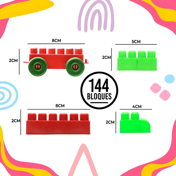 Combo 2 Sets de Armotodo x 72 Bloques C/U – 144 Piezas en Total, Colores Surtidos, Estimula Creatividad y Desarrollo Infantil, Incluye Tulas con Cremallera para Fácil Transporte