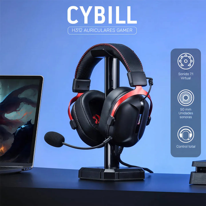 Audifonos Gamer Redragon Cybill H312 Negro Usb, Rgb, 7.1
