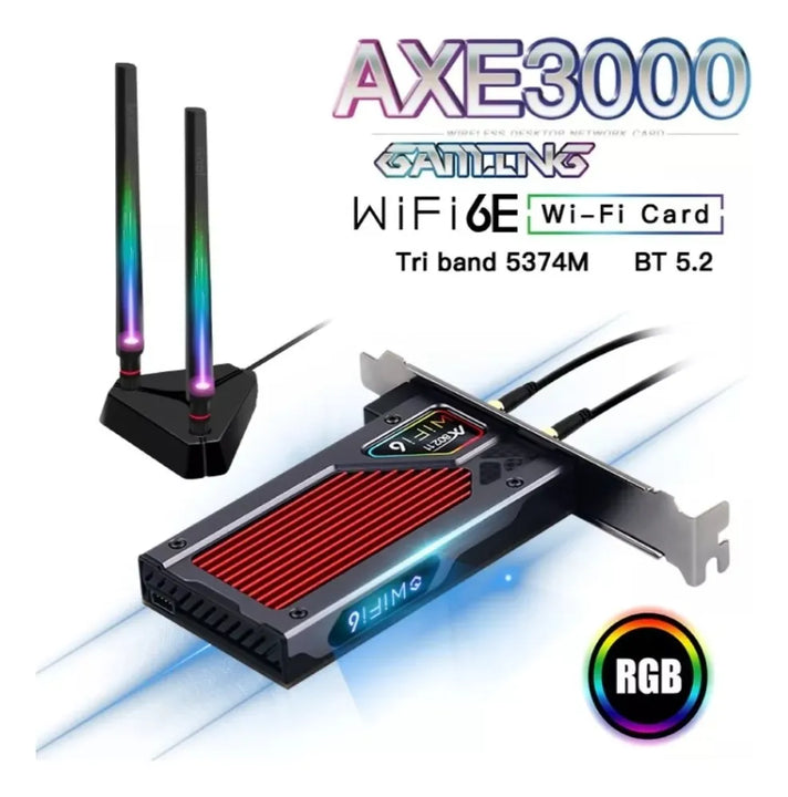 Adaptador Pcie Wi-fi 6e Bluetooth 5.3 Tribanda Rgb Fenvi