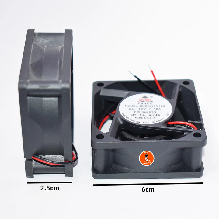 Ventilador De Refrigeración 6x6x2.5cm Brushless 12v/2cables