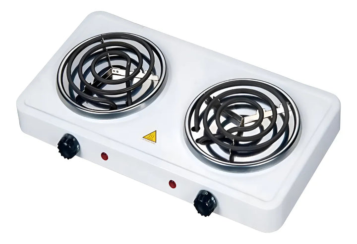 Estufa Fogón Eléctrica 2 Puestos 5 Niveles De Temperatura Blanco
