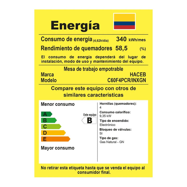Estufa De Empotrar Tandoori Cristal Gas Natural Haceb 9002295 Color Negro