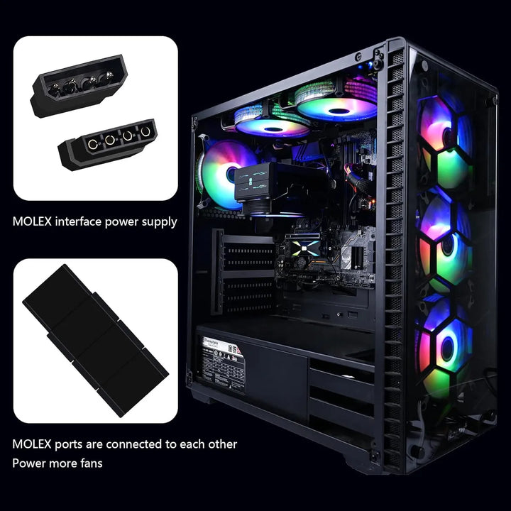 Ventiladores Ds Led Rgb 6 Unidades 4.724 Negros.