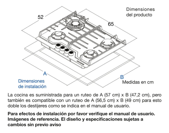 Estufa De Empotrar Challenger 4 Puestos Vidrio Sq 6767 Ae