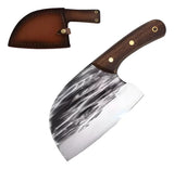 Cuchillo Profesional Vikingo Carnicero Hacha Forjado + Funda Silver