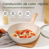 Juego De Ollas Y Sartenes Antiadherentes 16 Piezas Blancas