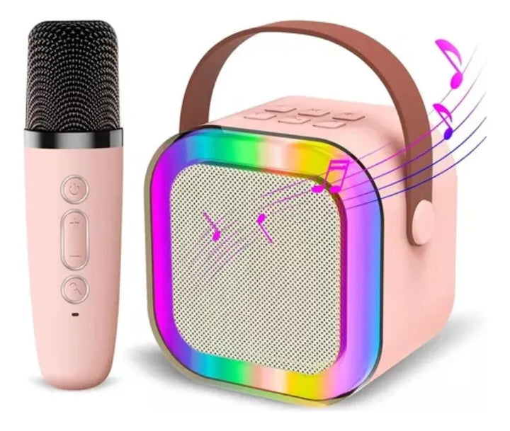 Parlante Karaoke Portátil Mini Con Micrófono Inalámbrico Bt Color Rosa