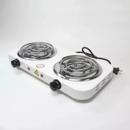 Estufa Fogón Eléctrica 2 Puestos 5 Niveles De Temperatura Blanco