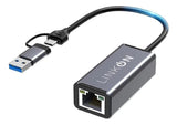 Adaptador 2en1 Usb A Y C A Rj45 Lan Ethernet 10/100/1000mbps
