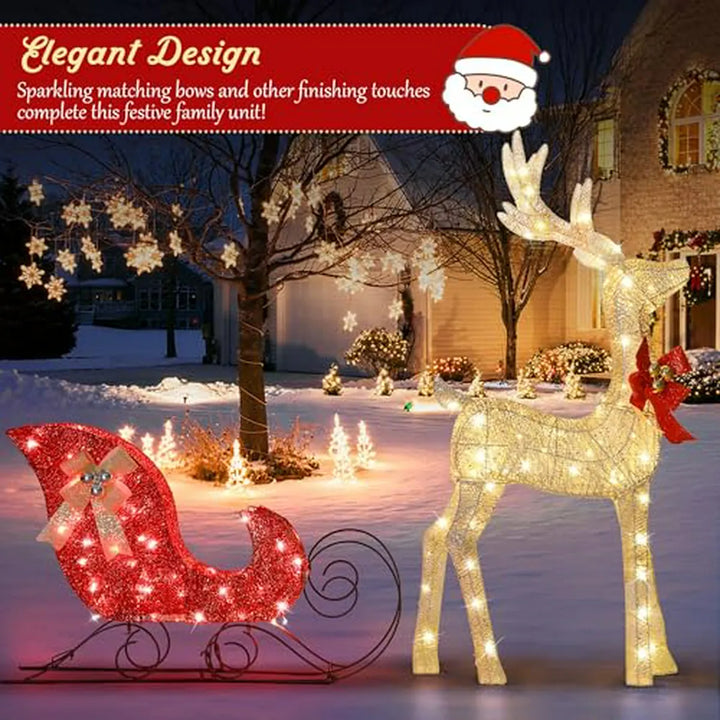 Decoraciones Navideñas Exterior: Reno 3d Con 160 Luces Led