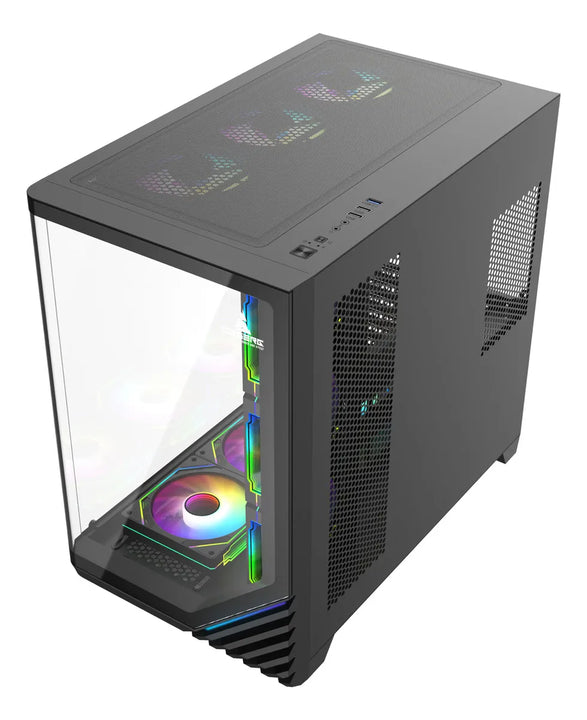 Gabinete Gamer Iceberg Crystal Wave L 7 Ventiladores Argb Color Negro